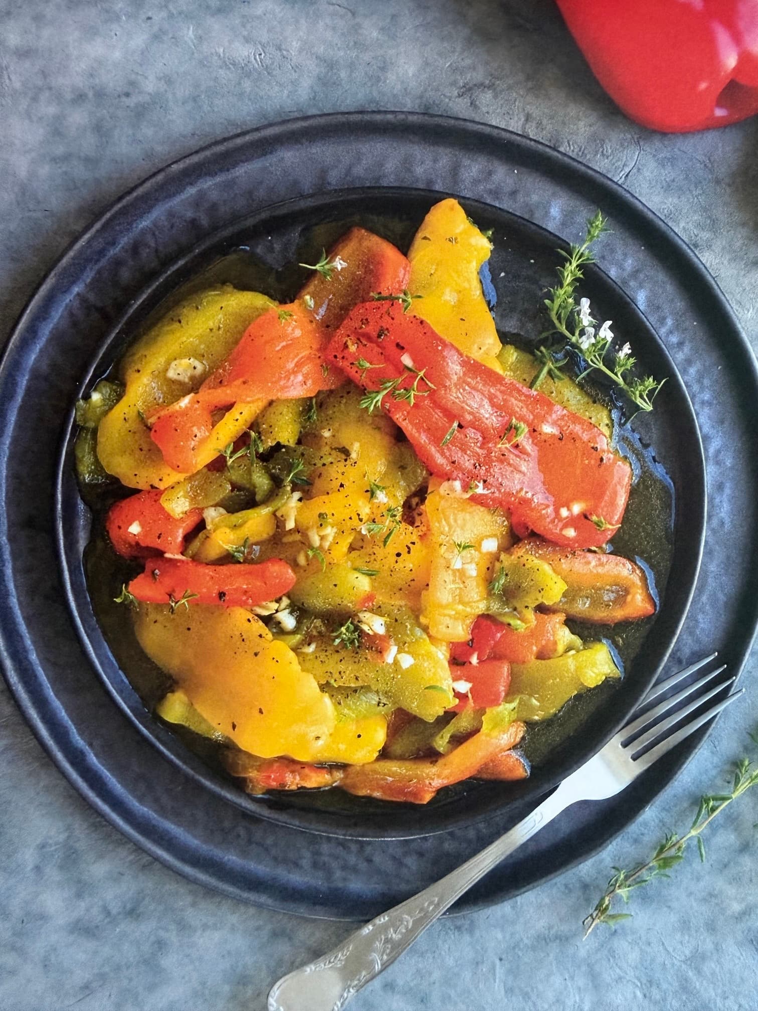 Poivrons marinés à la vapeur